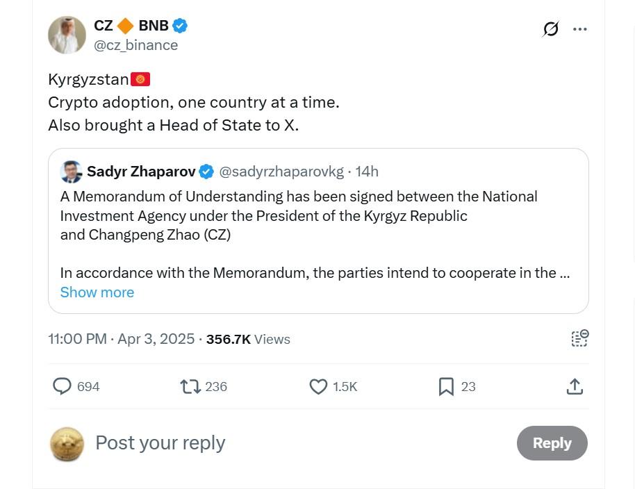cz-thong-bao-tren-nen-tang-x CZ thông báo trên nền tảng X