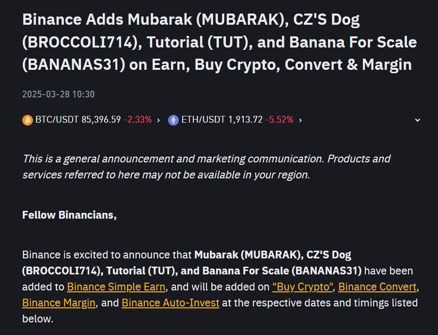 binance-annoucement Thông báo chính thức của Binance